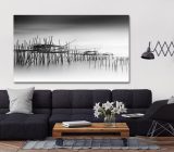 Which decorative frame with a gray sofa?